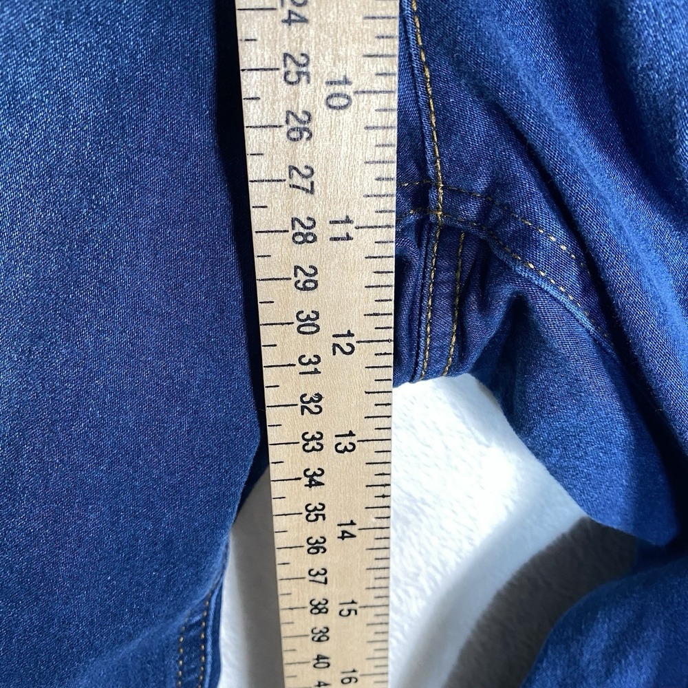 Wide Leg Trouser Jeans High Rise Dark Wash Stretch Denim Patch Pockets Sz 8 Boho - Picture 5 of 15